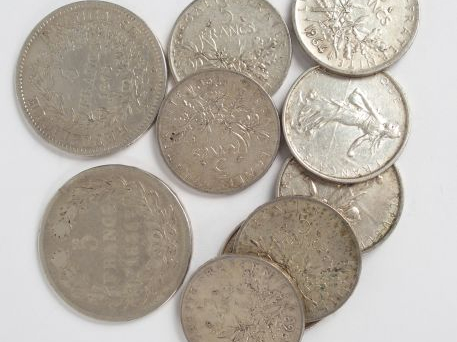 Six pièces de 50 Francs argent, Hercule: -1975, -1976, -3 x 1977, -197