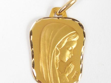 Médaille religieuse en or jaune. Poids: 1,9gr