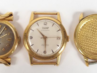 Vente aux enchères 2 boitiers de montres en or jaune de marque LOCRE et TISSOT. On y join