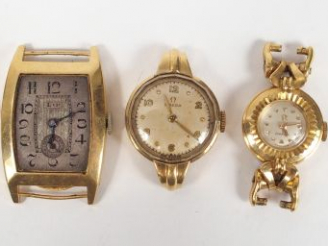 Vente aux enchères 5 boitiers de montres de dame en or jaune de marque LIP, ZENITH ou OME