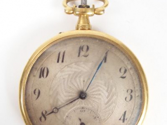 Vente aux enchères Montre de gousset en or jaune, cadran acier brossé, chiffres arabes, t