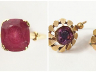 Vente aux enchères Bague monture or jaune et pierre rose taille rectangulaire. TDD 50 Poi