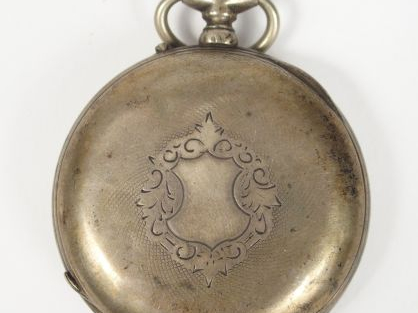 Montre de gousset en argent, cadran émail, chiffres arabes, phases de 