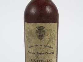 Vente aux enchères 1 BOUTEILLE BARSAC CRU DU GRAND CARRETEY GASTON DANGLADE - 1937 - BOUC