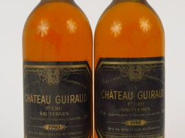 Vente aux enchères 2 BOUTEILLES CHÂTEAU GUIRAUD 1er CC SAUTERNES : 1 de 1980 BG - 1de 198