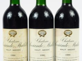 Vente aux enchères 3 BOUTEILLES SOCIANDO MALLET HAUT MEDOC - 1990 - BG++