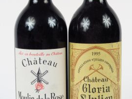 Vente aux enchères 2 BOUTEILLES ST JULIEN : 1 CHÂTEAU GLORIA 1995 - 1 CHÂTEAU MOULIN DE L