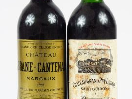 2 BOUTEILLES : 1 CHÂTEAU BRANE CANTENAC GCC MARGAUX 1996 BG+ - 1 CHÂTE