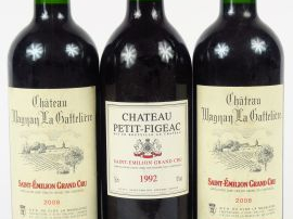 Vente aux enchères 3 BOUTEILLES ST EMILION : 1 CHÂTEAU PETIT FIGEAC 1992 - 2 CHÂTEAU MAGN