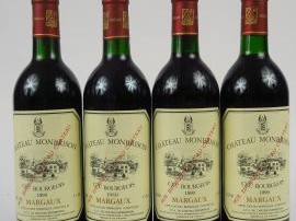 Vente aux enchères 4 BOUTEILLES CHÂTEAU MONBRISON CB MARGAUX : 3 de 1990 - 1 de 1989