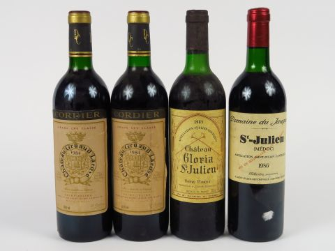 4 BOUTEILLES ST JULIEN : 2 CHÂTEAU GRUAUD LAROSE GCC 1984 BG - 1 CHÂTE