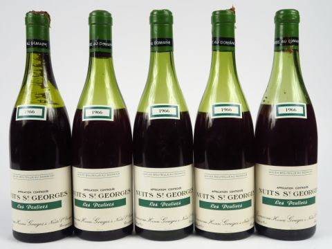 5 BOUTEILLES NUITS ST GEORGES 1er CRU 'LES PRULIERS' H. GOUGES - 1966 