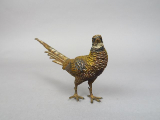 Vente aux enchères Sujet en bronze polychrome de Vienne 'faisan' Dim. 7,5 x 16 cm