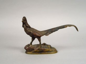 Vente aux enchères Sujet animalier en bronze 'le faisan doré' Dim. 12,5 x 19 cm
