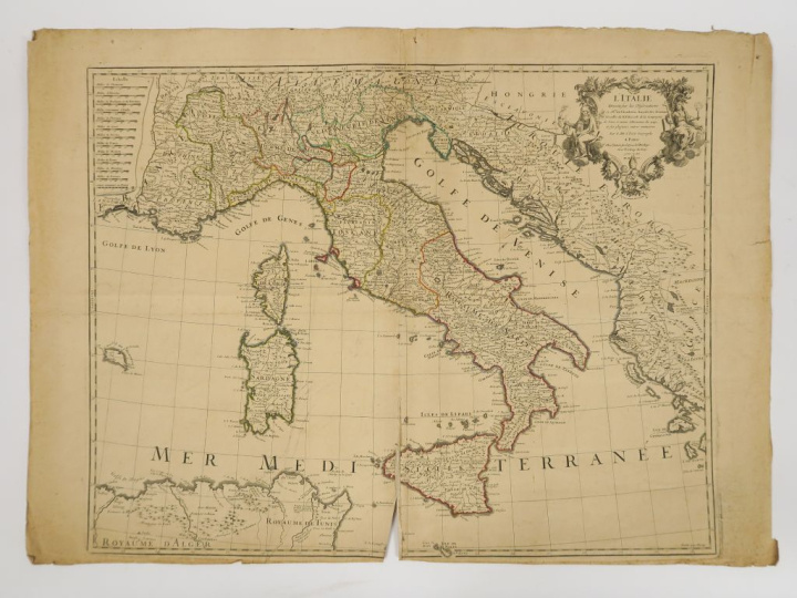 DE L'ISLE Guillaume. - Carte de l'Italie. 1700 (vendue en l'état)