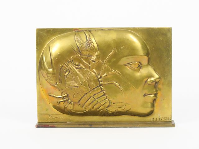 TREMOIS. "Profil de jeune fille" Plaque en bronze.  Signée et numéroté