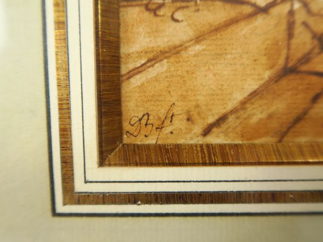 Ecole française XVIIIème "Réunion de famille dans un parc" Dessin au l