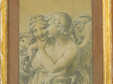 Ecole française XIXème "Groupe d'anges" Dessin Dim. 20,2 x 16,5 cm