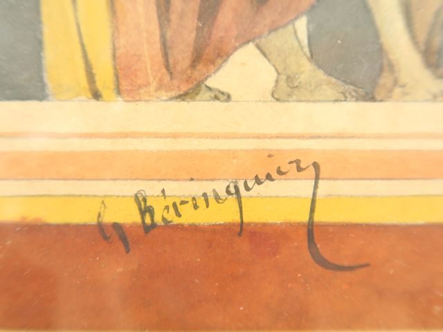 G. BERINGUIER. "Sacrifice antique" Aquarelle signée en bas à gauche Di