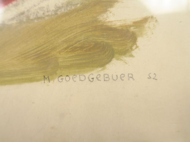 M. GOEDGEBUER "Nature morte au poisson" Huile sur papier, signée en ba