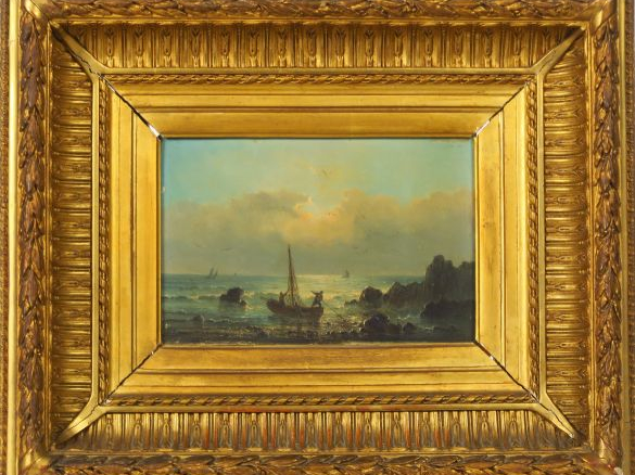 H. GUDIN. "Marine" Huile sur panneau signée en bas à gauche Dim. 13,7 