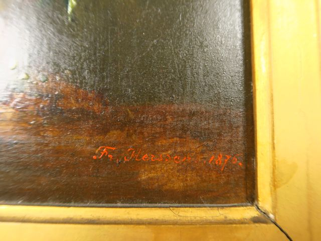 FR. HERSSENS. "Nature morte au bouquet de fleurs" Huile sur panneau, s