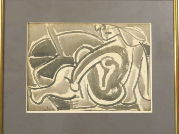 Louis LATAPIE "Honni soit qui mal qu'il pense" Encre signée en bas à g