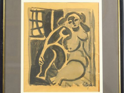 Louis LATAPIE "La prisonnière" Dessin à l'encre signé en bas à droite,