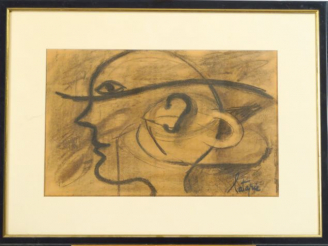 Vente aux enchères Louis LATAPIE "Alcaraza" Dessin au fusain signé en bas à droite, porte