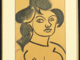 Vente aux enchères Louis LATAPIE "Soleils" Dessin au lavis signé en bas à gauche, porte u