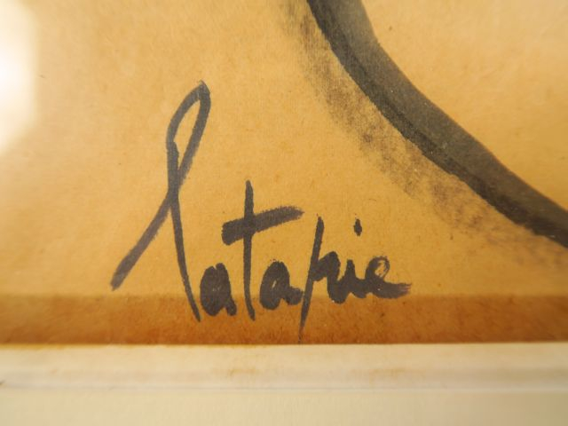 Louis LATAPIE "Soleils" Dessin au lavis signé en bas à gauche, porte u