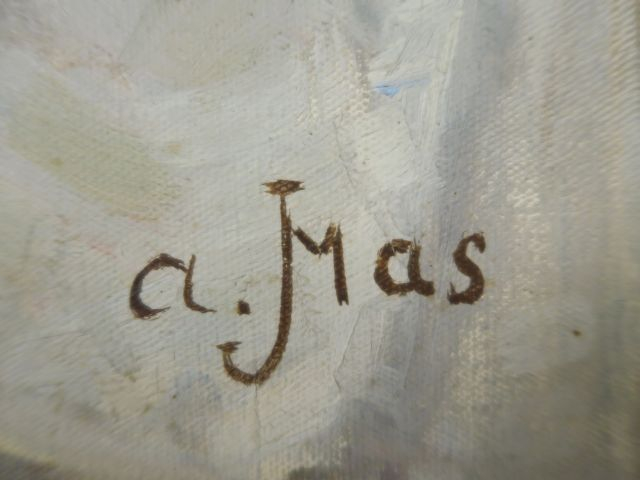 A. J. MAS "Jeune italienne au fichu". Huile sur toile, signée en bas à