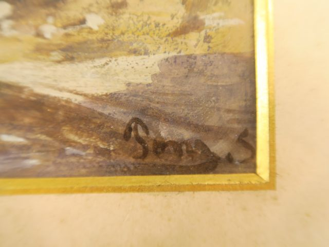 PONS "Paysage italien animé" Gouache signée en bas à droite  Dim. 24 x