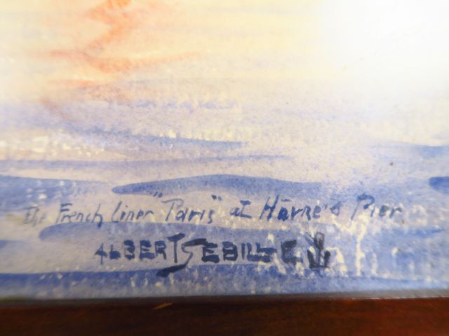 Albert SEBILLE. "The french line : Le Paris" Aquarelle, signée en bas 