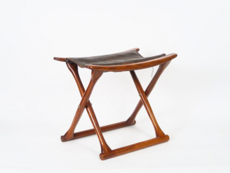 Vente aux enchères Tabouret XIXème en acajou et cuir