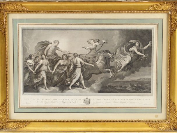 Gravure en noir XIXème d'après Guido Reni, dans son cadre en bois et s