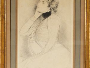 HELLEU "Portrait de jeune fille" Eau forte, signée en bas à gauche.