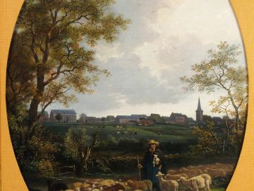 J. LÉONARD "Paysage au moulin avec animaux" et "Berger et son troupeau