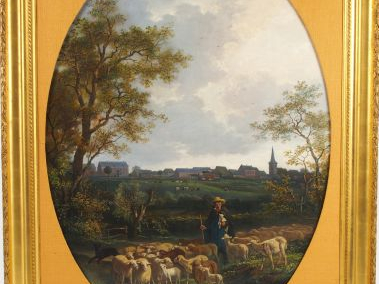 J. LÉONARD "Paysage au moulin avec animaux" et "Berger et son troupeau