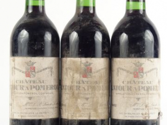 Vente aux enchères 3 BOUTEILLES CHÂTEAU LATOUR A POMEROL - 1982 - E POUSSIEREUSES/1 ETLA