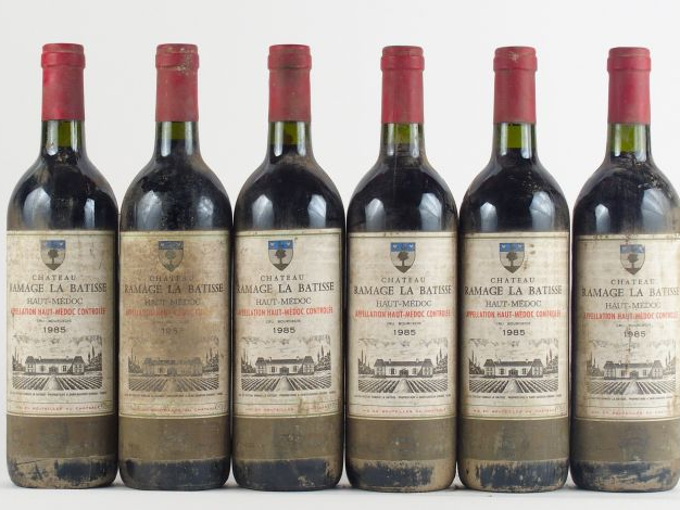 6 BOUTEILLES CHÂTEAU RAMAGE LA BATISSE HAUT MEDOC - 1985 - BS/BG+