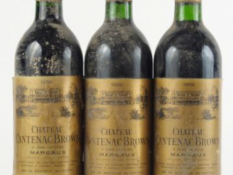 Vente aux enchères 3 BOUTEILLES CHÂTEAU CANTENAC BROWN GCC MARGAUX - 1986 - BS/1 BG