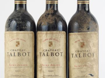 3 BOUTEILLES CHÂTEAU TALBOT GCC ST JULIEN - 1990 - BS/1 EA