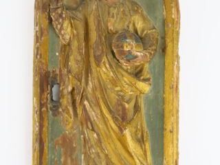 Porte de tabernacle XVIIIème en bois sculpté et doré 'portrait du Chri