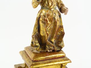 Vente aux enchères Sculpture espagnole fin XVIIème début XVIIIème en bois doré et polychr