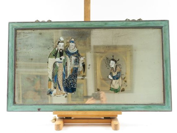 Trois fixés sous verre, Chine vers 1900