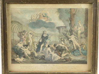 Vente aux enchères Gravure ancienne en couleur « L’empire de Flore »