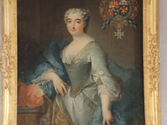 Vente aux enchères 	Ecole française « Portrait de Madame de Chastenet de Puységur »	 Huil