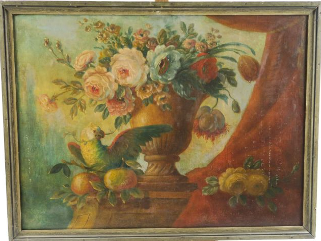 Ecole française « Nature morte aux fleurs et au hara » Dans le goût du