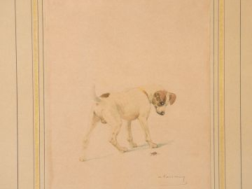 Charles de CONDAMY. Trois différentes aquarelles « Caniche sauteur », 